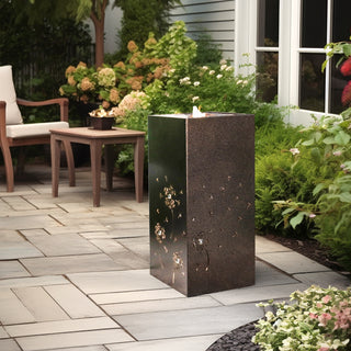 NatureFalls 23.6" Metal Indoor/Outdoor Fountain with Cutout Dandelion Design & LED Lights