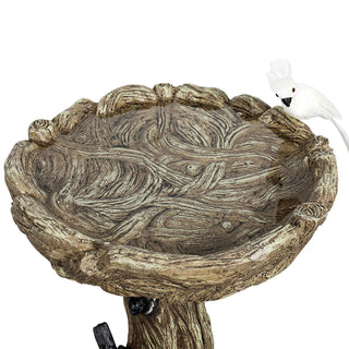 23” Tall Fibre Reinforced Concrete Birdbaths with Birds for Patio, Woodland Tree Trunk Decorative Outdoor Bird Bath for Garden,Pedestal Birdbaths for Outdoors, Garden, Patio, Lawn, Backyard