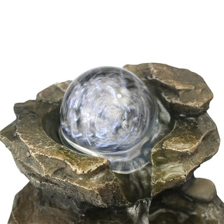ZEN Flowing Fountain 8.3-inch H 4-Tier Cascading Rock Falls Tabletop Water Fountain w/Light