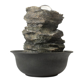 ZEN Flowing Fountain 8.3-inch H 4-Tier Cascading Rock Falls Tabletop Water Fountain w/Light