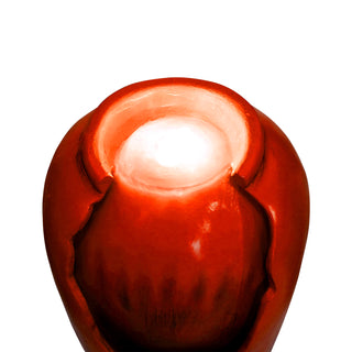 30.7-inch Tall Concrete Red Modern Jar Cascading Water Fountain with Lights and Pump