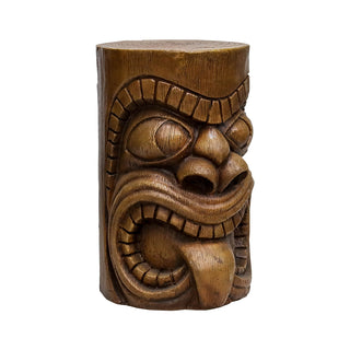 19.6-inch Tall Grande Tiki God Kanaloa Teeth Indoor Ornamental Outdoor Concrete Stool End Table