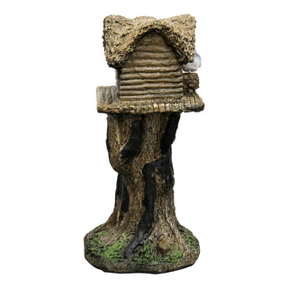 17.7" H Rustic Birdhouse Featuring Tree-Trunk Design, with a Decorative Bird
