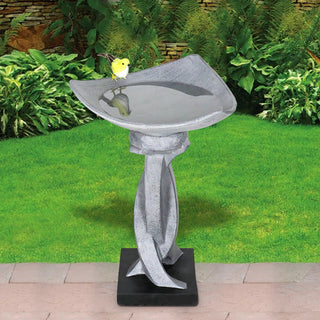 22.8" H Concrete Bird Baths for Outdoors, Modern Bird Bath Bowl, Bird Feeder Seed Tray Garden Lawn Yard Decor