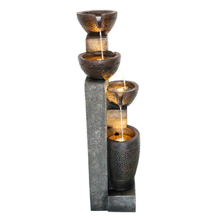 ZEN Flowing Fountain 40-inch Outdoor Garden Waterfall Fountain w/ Lights