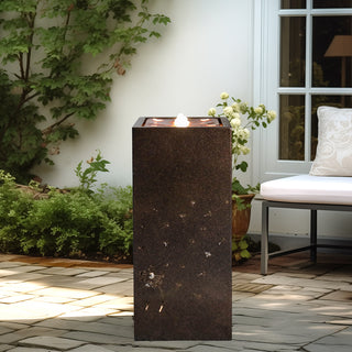 NatureFalls 23.6" Metal Indoor/Outdoor Fountain with Cutout Dandelion Design & LED Lights