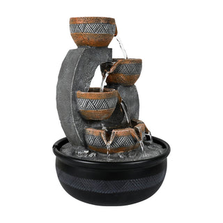 15.7-inch Tall Tabletop Water Fountain with LED Lights - Peaceful and Relaxing Water Sound