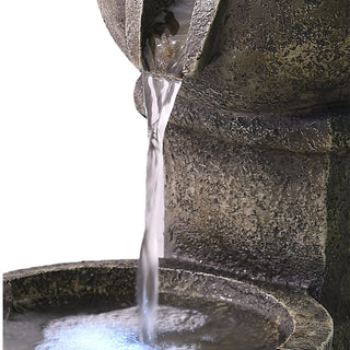 ZEN Flowing Fountain 16.4-in H Resin Tiered Outdoor Rustic Pots with Light