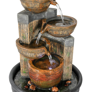 ZEN Flowing Fountain 11.4-inch Indoor Tabletop 4-tier Water Fountain