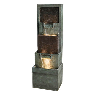 39.3'' Tall Floor Outdoor Fountains and Waterfalls with Lights Indoor Water Fountain Outdoor Modern Floor-Standing Fountain
