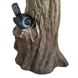 23” Tall Fibre Reinforced Concrete Birdbaths with Birds for Patio, Woodland Tree Trunk Decorative Outdoor Bird Bath for Garden,Pedestal Birdbaths for Outdoors, Garden, Patio, Lawn, Backyard