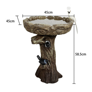 23” Tall Fibre Reinforced Concrete Birdbaths with Birds for Patio, Woodland Tree Trunk Decorative Outdoor Bird Bath for Garden,Pedestal Birdbaths for Outdoors, Garden, Patio, Lawn, Backyard