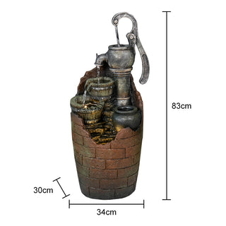 ZEN Flowing Fountain 32" Tall Outdoor 4-Tier Barrel Pump Waterfall Fountain
