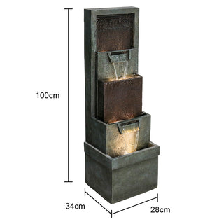 39.3'' Tall Floor Outdoor Fountains and Waterfalls with Lights Indoor Water Fountain Outdoor Modern Floor-Standing Fountain