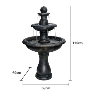 45.2inches High Outdoor Water Fountain, Concrete Outdoor Waterfall Fountain with Pump for Yard Garden Patio Backyard Deck Relaxation Decor - Black