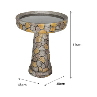 24" H Outdoor Concrete Bird Bath - 24" H * 18.8" Φ Mosaic Stone Design BirdBath Perfect for Adding Interest to Garden, Patio, Backyard, Porch and Deck