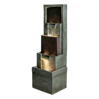 39.3'' Tall Floor Outdoor Fountains and Waterfalls with Lights Indoor Water Fountain Outdoor Modern Floor-Standing Fountain