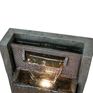 39" High Multi‑Tier Industrial Metal Patio Fountain