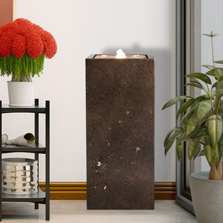 NatureFalls 23.6" Metal Indoor/Outdoor Fountain with Cutout Dandelion Design & LED Lights