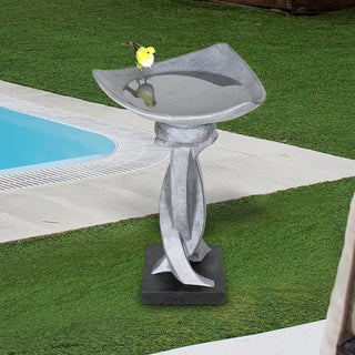 22.8" H Concrete Bird Baths for Outdoors, Modern Bird Bath Bowl, Bird Feeder Seed Tray Garden Lawn Yard Decor