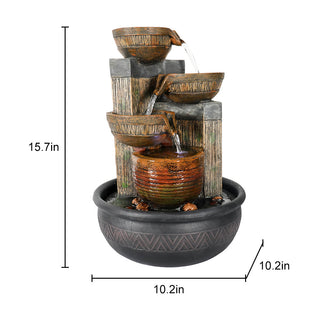 ZEN Flowing Fountain 11.4-inch Indoor Tabletop 4-tier Water Fountain