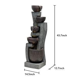 Westin Fountain 43.7-inch Outdoor 5-Tier Garden Fountain w/LED Lights