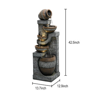 ZEN Flowing Fountain Outdoor Water Fountain 5-Tier Cascading Waterfall