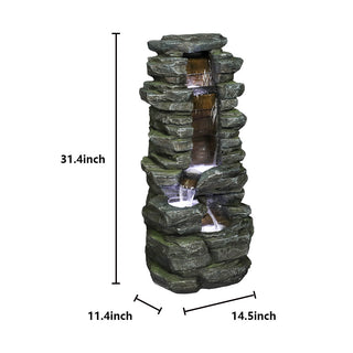 ZEN Flowing Fountain 31 in. Tall Outdoor 5-Tier Water Fountain w/LED Lights