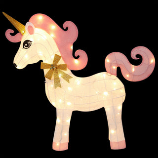 White Mesh Light-Up Unicorn with Pink Mane and Tail