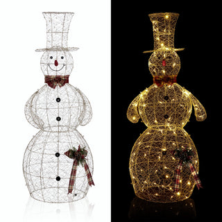 Gold Wire Snowman Décor with 100 Warm White LED Lights -XLrg