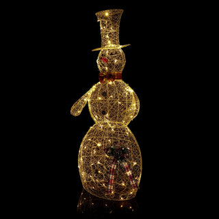 Gold Wire Snowman Décor with 100 Warm White LED Lights -XLrg