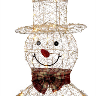 Gold Wire Snowman Décor with 100 Warm White LED Lights -XLrg