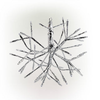 White Snowflake Hanging Ornament with Cool White LEDs - Sm