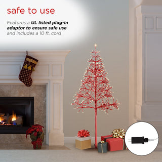 Festive Red Christmas Tree with Warm White LED Lights