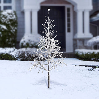 Festive Silver Christmas Tree with Warm White LED Lights
