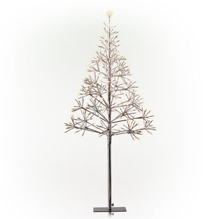 Festive Silver Christmas Tree with Warm White LED Lights
