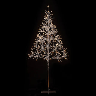 Festive Silver Christmas Tree with Warm White LED Lights