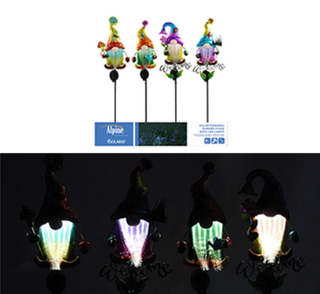 Solar Metal Gnome Stake with Fiber Optic Lights