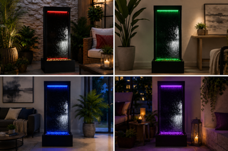Black-Framed Waterfall Fountain w/ Multi-Color LED and Remote
