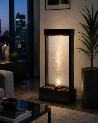 Black-Framed Waterfall Fountain with LED Light -Small