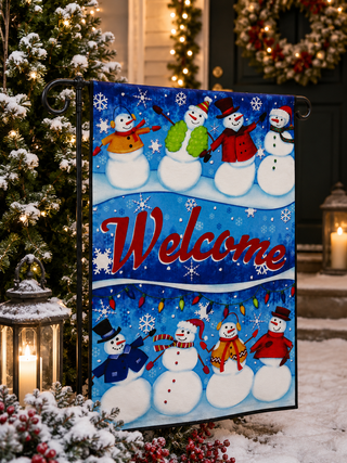 "Welcome Snowman" Design Garden Flag