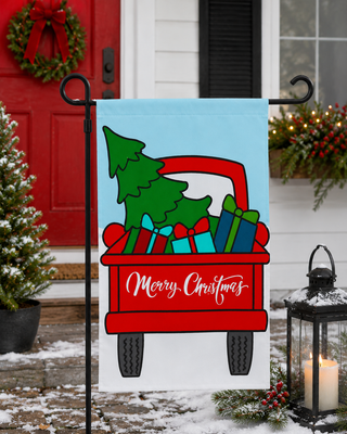 "Merry Christmas Truck Applique" Design Garden Flag