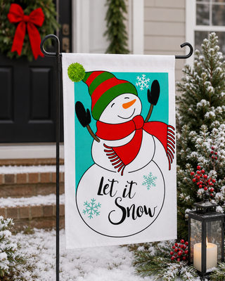 "Let It Snow Snowman Applique" Design Garden Flag
