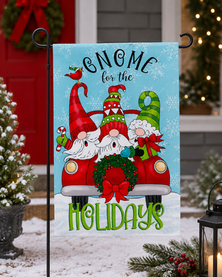 "Gnome for the Holidays" Design Garden Flag