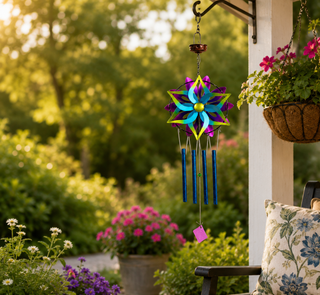 Solar Kinetic Wind Chime w/ Metal Stand