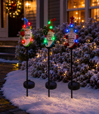 Solar Winter Home Gnomes Garden Stake