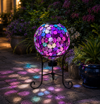 Solar Mosaic Pink Gazing Globe with Stand