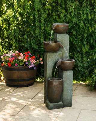 4-Tier Bowls Cascading Fountain with LED Lights