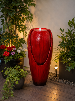 Jar Fountain with LED Lights - Red