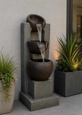 3-Tier Basin Cascading Fountain with LED Lights